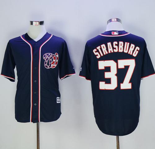 Nationals #37 Stephen Strasburg Navy Blue New Cool Base Stitched MLB Jersey